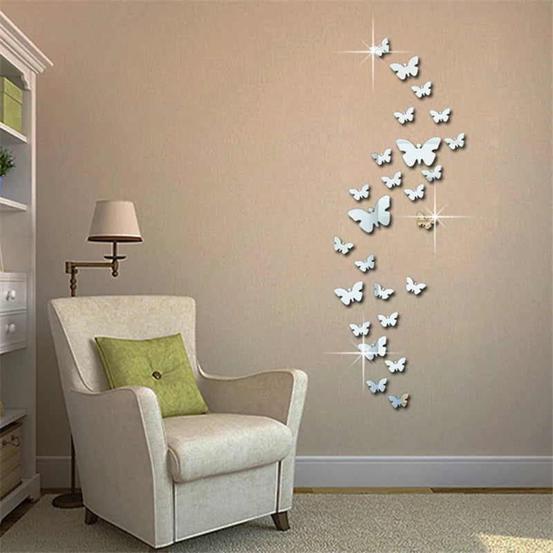 12Pcs/lot 3D Butterfly Mirror