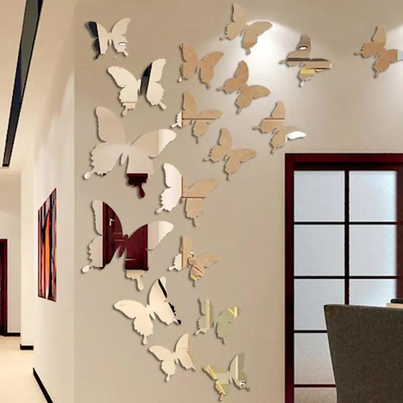 12Pcs/lot 3D Butterfly Mirror