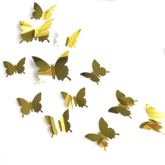 12Pcs/lot 3D Butterfly Mirror