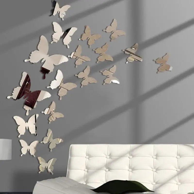 12Pcs/lot 3D Butterfly Mirror