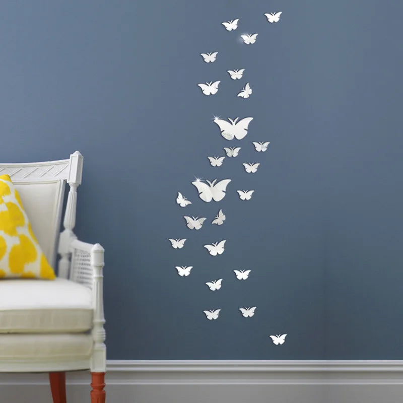 12Pcs/lot 3D Butterfly Mirror