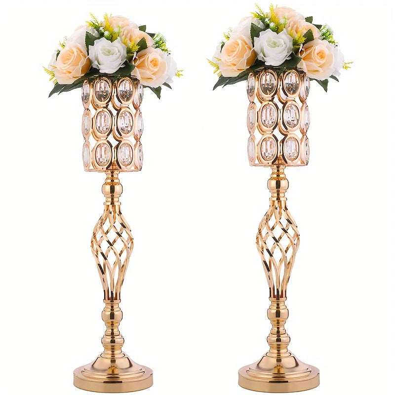 24 Inch Piece Set Metal Diamond Crystal Vase