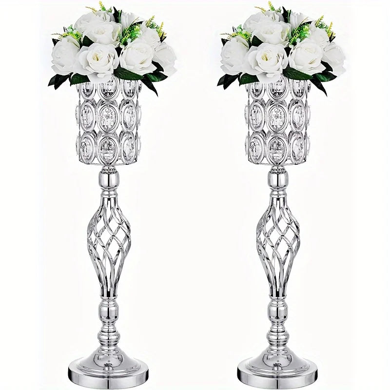 24 Inch Piece Set Metal Diamond Crystal Vase