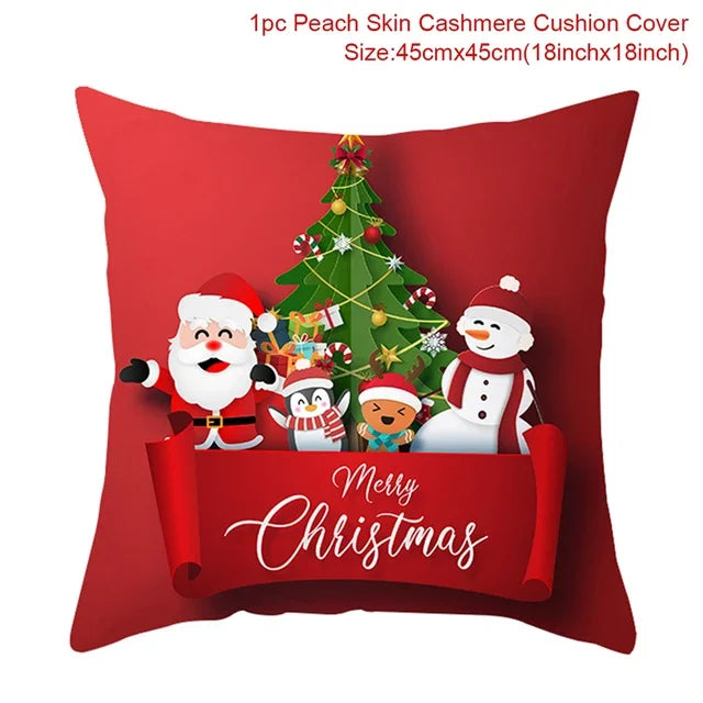 Christmas Cushion Cover Merry Christmas Decorations Home 2022 Ornament Navidad Noel Xmas Gifts Happy New Year 2023