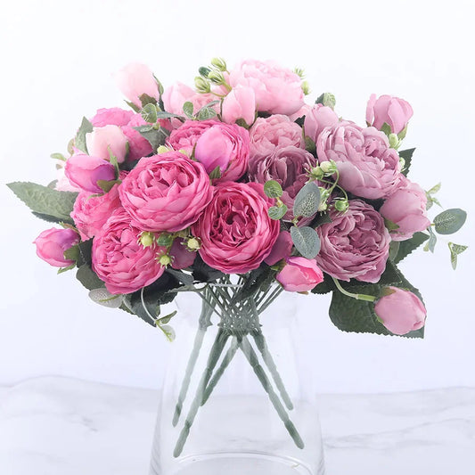 30cm Pink Peony Artificial Flowers Bouquet