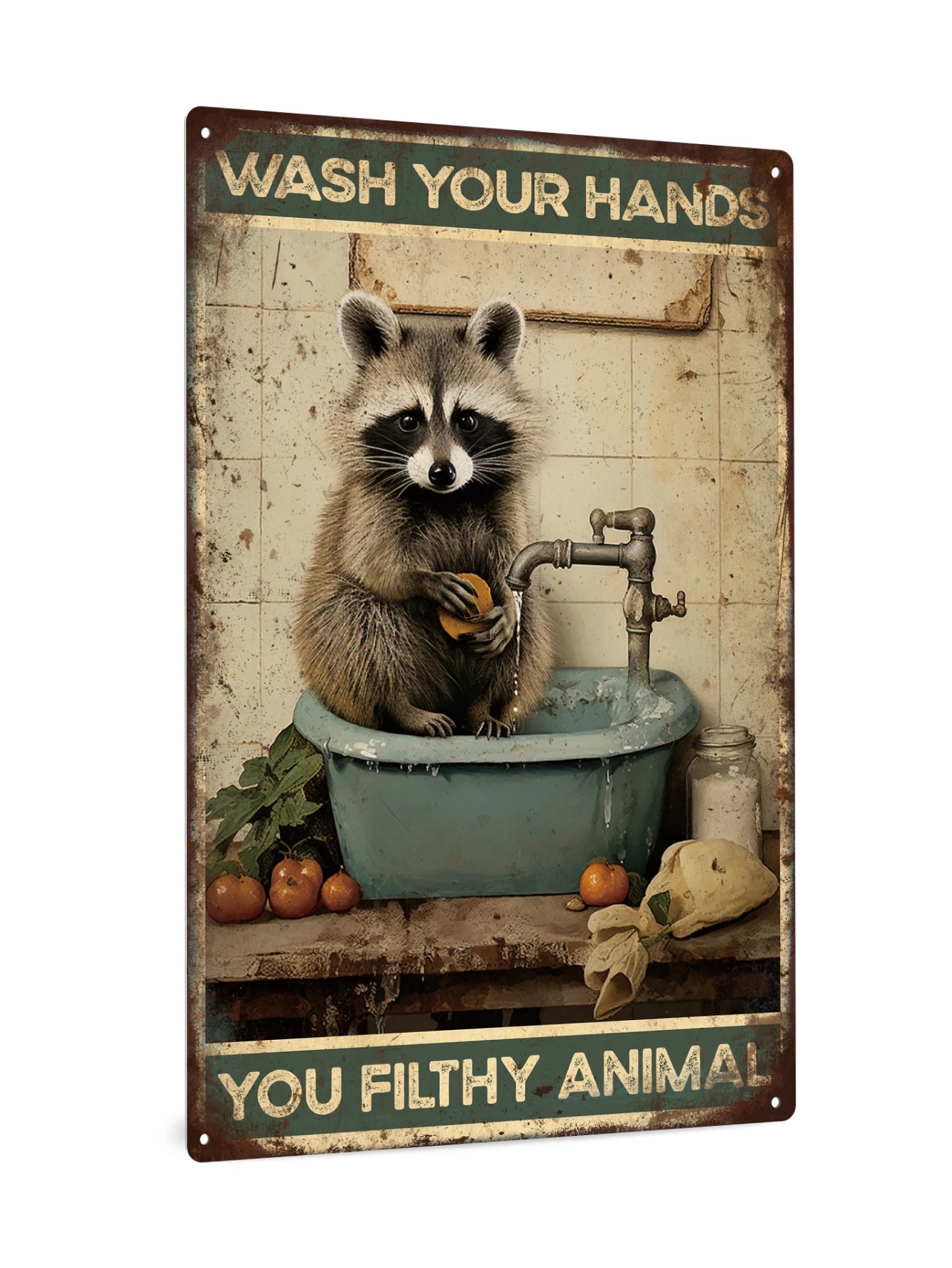 Wash Your Hands Vintage Metal Tin Sign