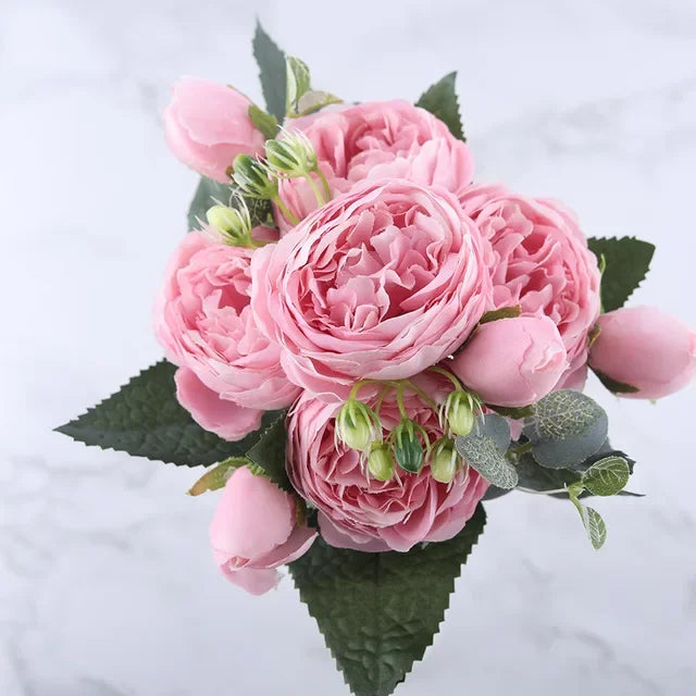 30cm Pink Peony Artificial Flowers Bouquet