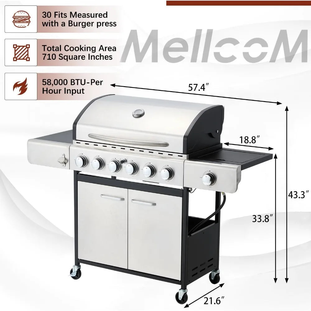 58,000 BTU Stainless Steel Propane Gas Grill