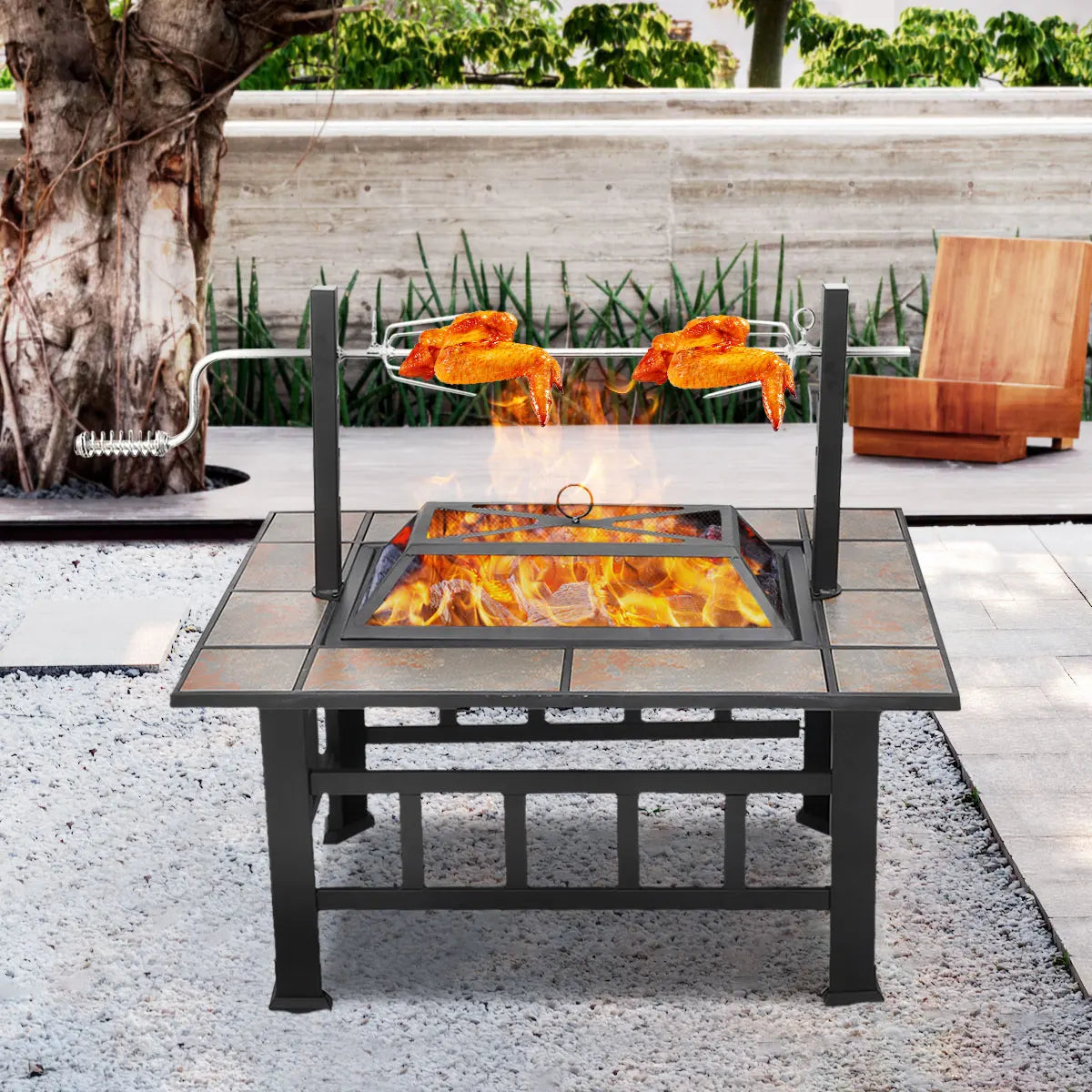 6 Sizes Metal Fire Pit with Mesh Cover