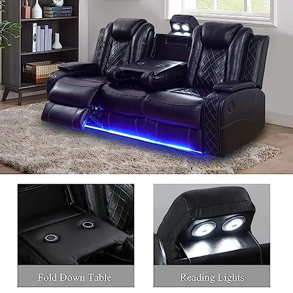 Electric Power Leather Recliner Sofa Set