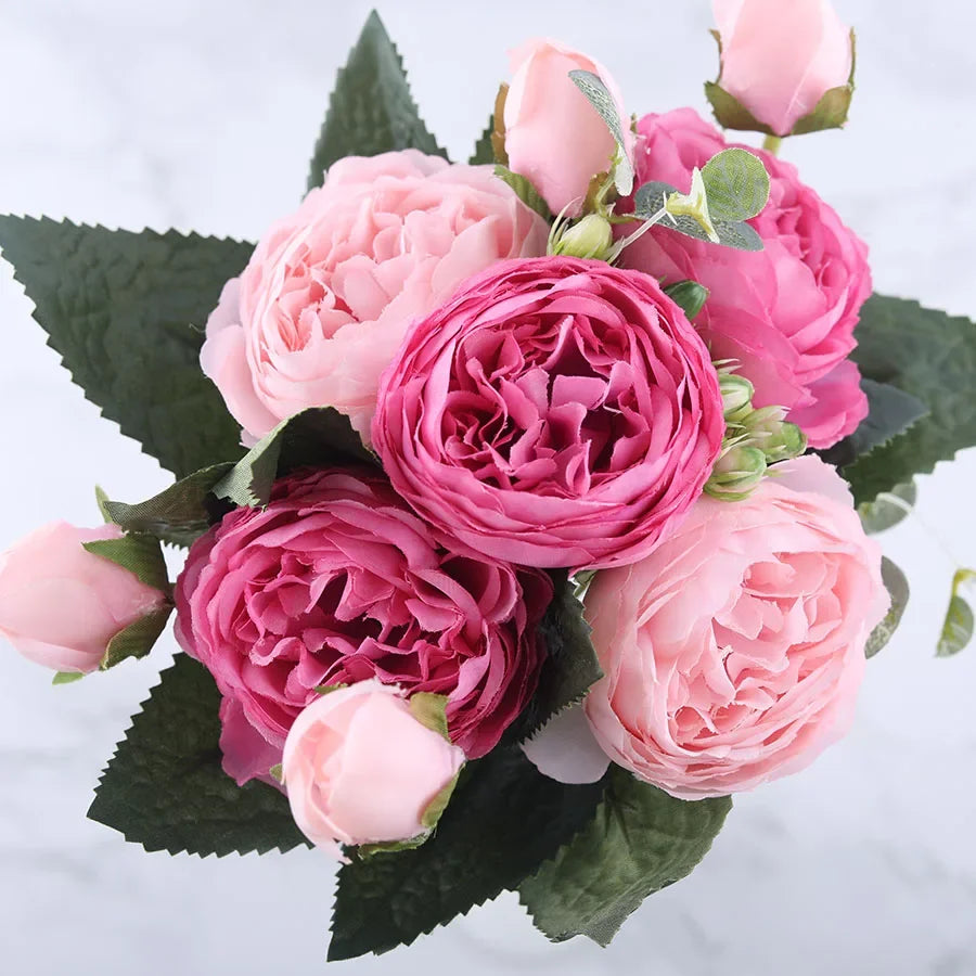 30cm Pink Peony Artificial Flowers Bouquet