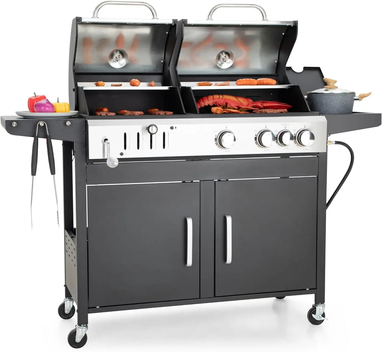 BBQ Propane Gas Grill and Charcoal Grill Combo