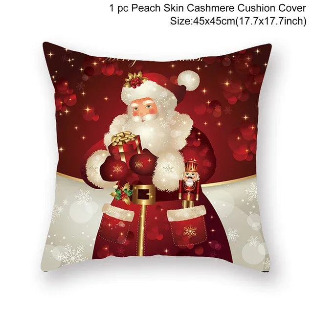 Christmas Cushion Cover Merry Christmas Decorations Home 2022 Ornament Navidad Noel Xmas Gifts Happy New Year 2023