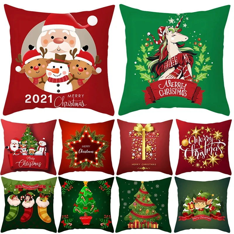 Christmas Cushion Cover Merry Christmas Decorations Home 2022 Ornament Navidad Noel Xmas Gifts Happy New Year 2023