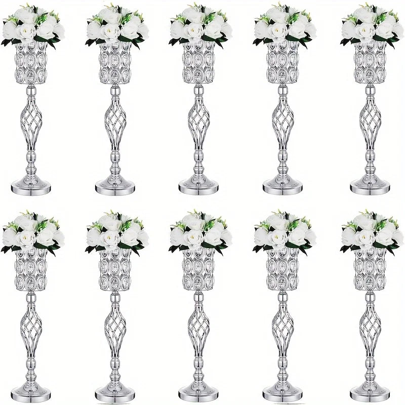 24 Inch Piece Set Metal Diamond Crystal Vase