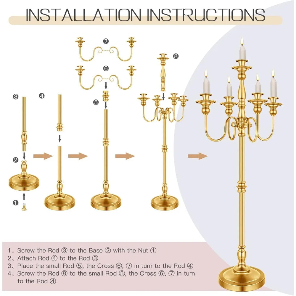 2 Gold Wedding Floor Candle Holders