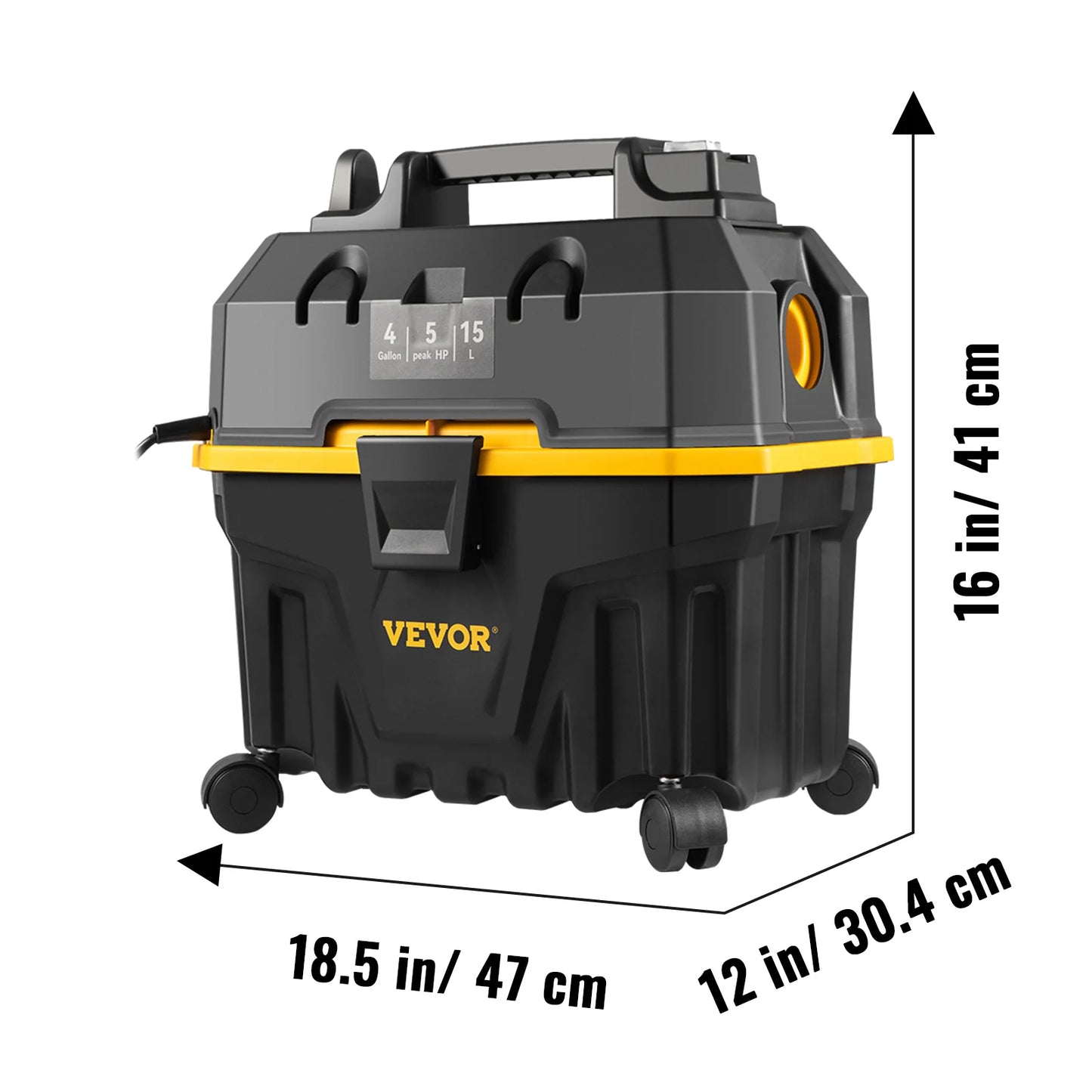 VEVOR Portable Wet and Dry Vacuum Cleaner 15L