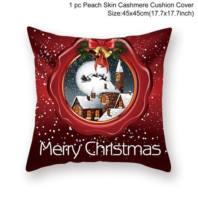 Christmas Cushion Cover Merry Christmas Decorations Home 2022 Ornament Navidad Noel Xmas Gifts Happy New Year 2023