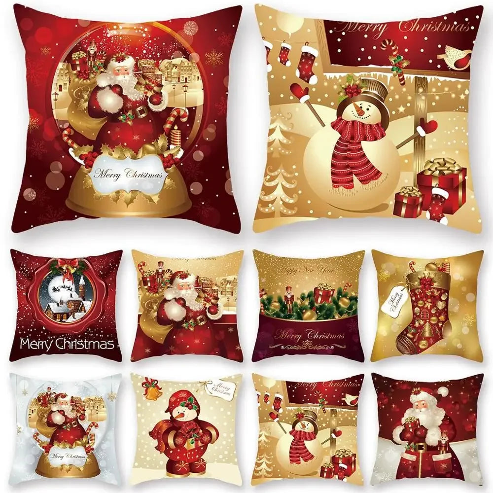 Christmas Cushion Cover Merry Christmas Decorations Home 2022 Ornament Navidad Noel Xmas Gifts Happy New Year 2023