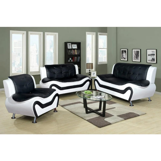 3 Piece Modern Faux Leather Sofa Set