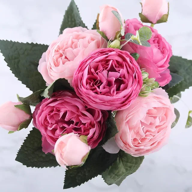 30cm Pink Peony Artificial Flowers Bouquet