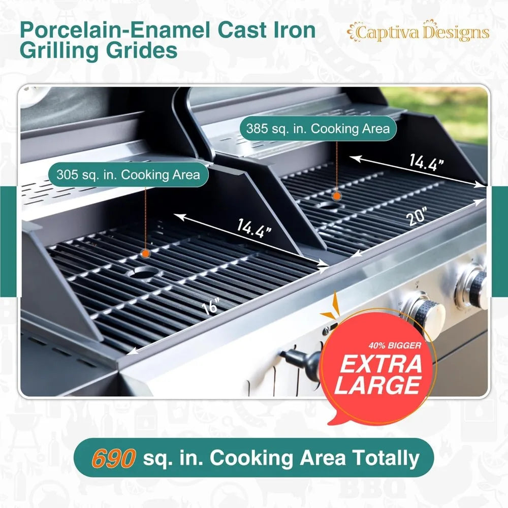 BBQ Propane Gas Grill and Charcoal Grill Combo