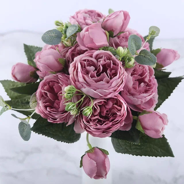 30cm Pink Peony Artificial Flowers Bouquet