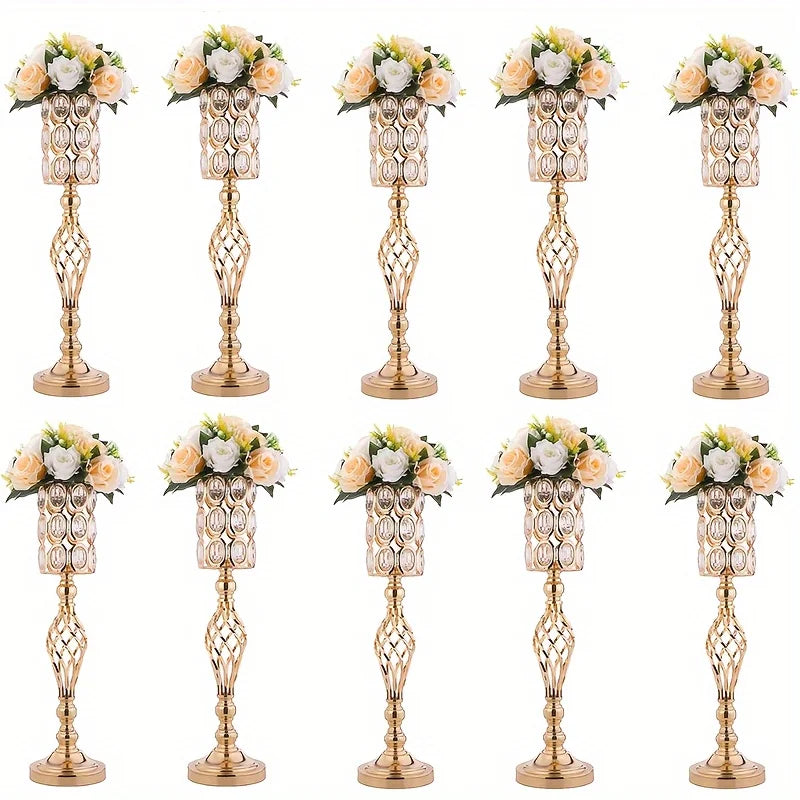 24 Inch Piece Set Metal Diamond Crystal Vase