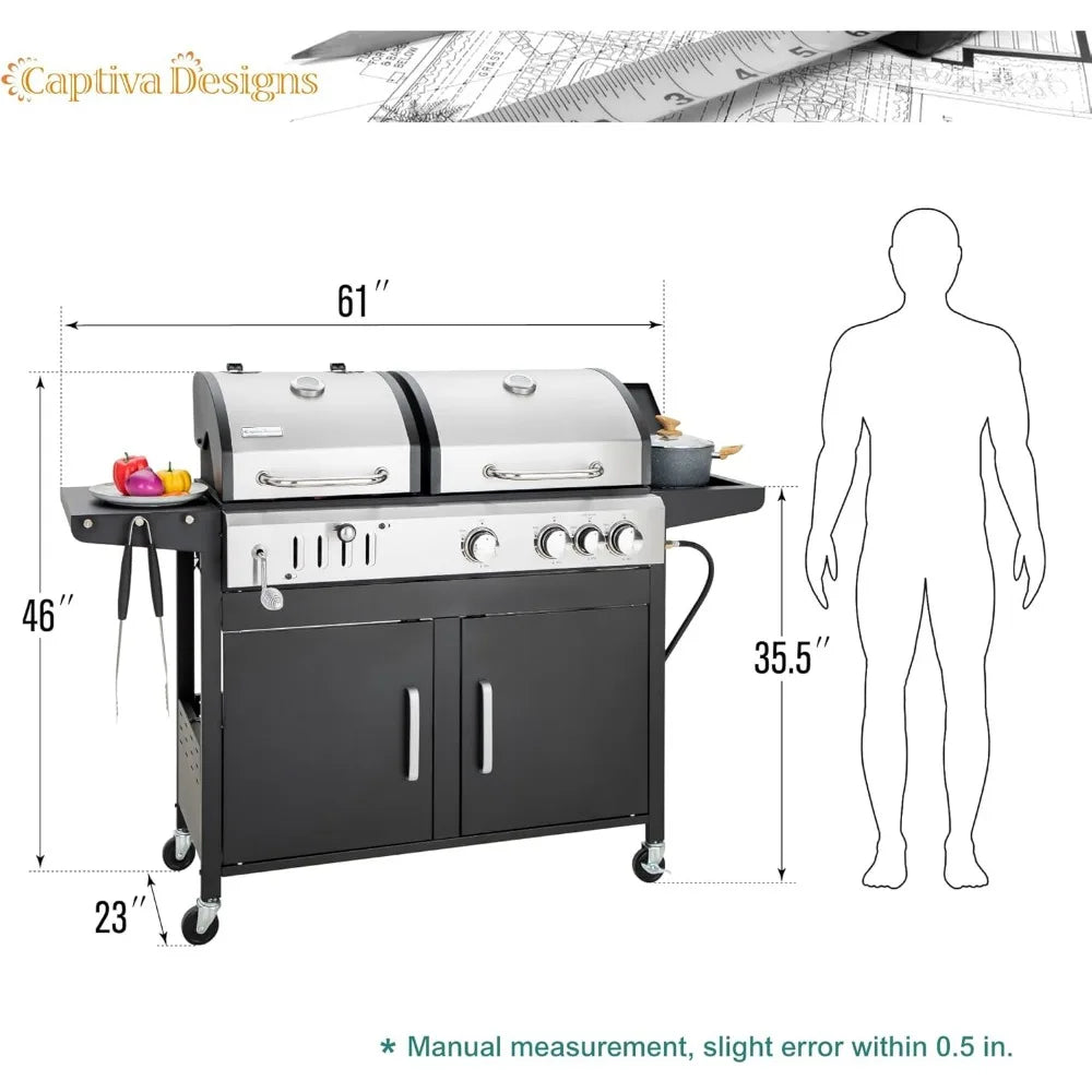 BBQ Propane Gas Grill and Charcoal Grill Combo