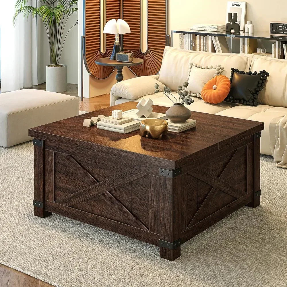 Farmhouse Coffee Table with Storage, 35.5" W