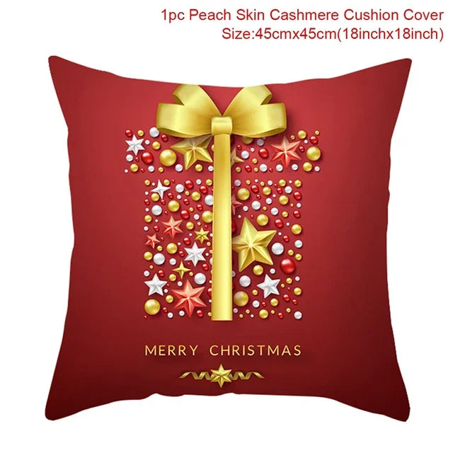 Christmas Cushion Cover Merry Christmas Decorations Home 2022 Ornament Navidad Noel Xmas Gifts Happy New Year 2023