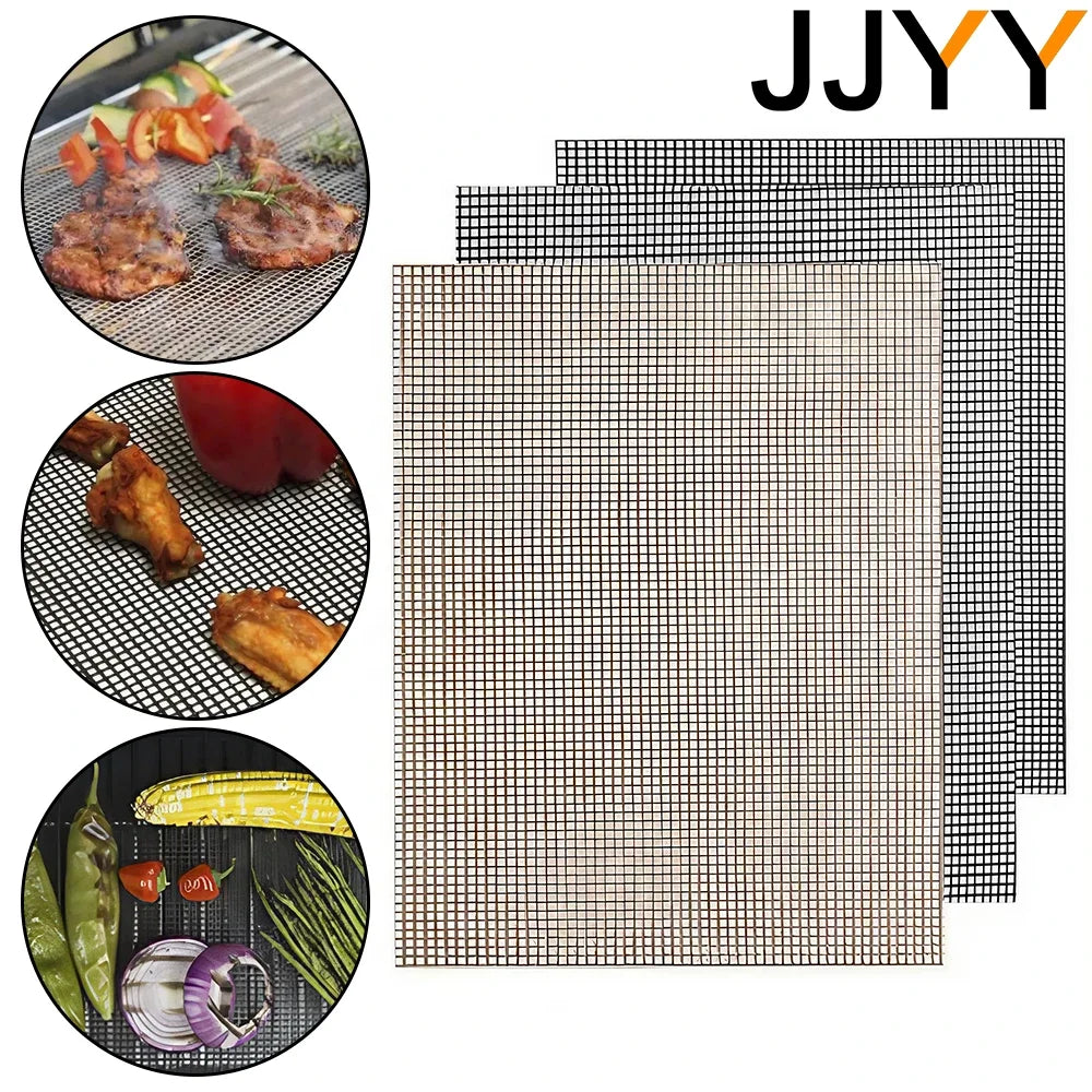 JJYY Teflon Grill Mats Kitchen Accessories Barbecue Mats Eco-friendly Baking Mats for Electric Grills Gas Grills Charcoal Grills