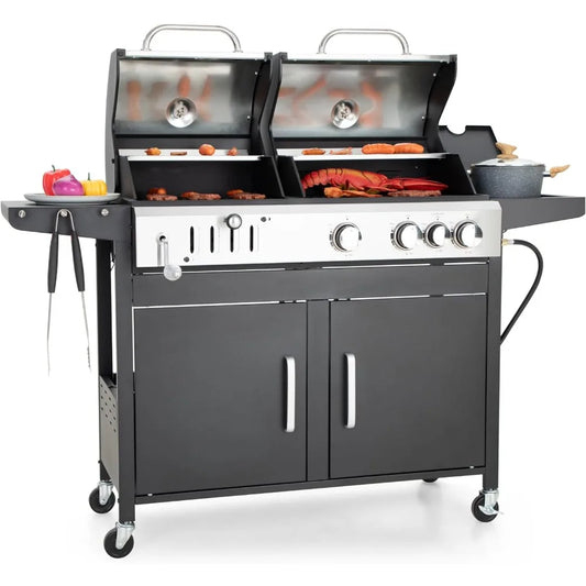 BBQ Propane Gas Grill and Charcoal Grill Combo