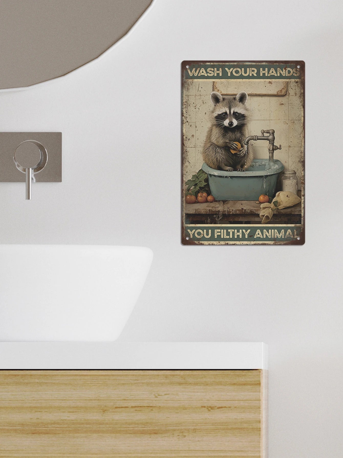 Wash Your Hands Vintage Metal Tin Sign