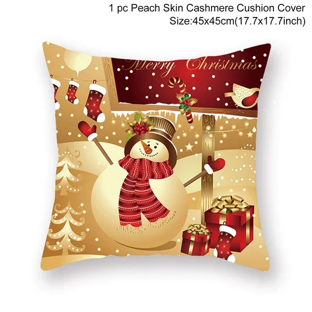 Christmas Cushion Cover Merry Christmas Decorations Home 2022 Ornament Navidad Noel Xmas Gifts Happy New Year 2023