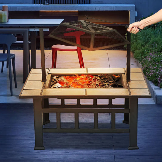 6 Sizes Metal Fire Pit with Mesh Cover