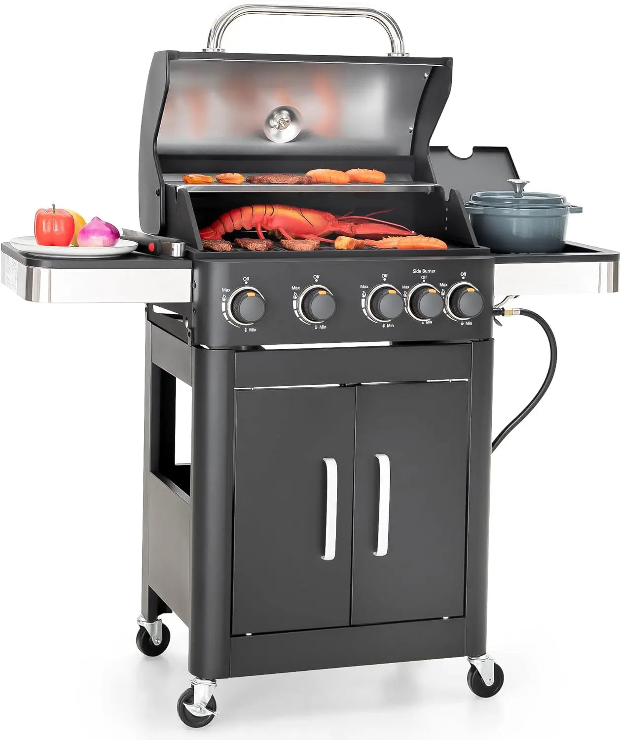 BBQ Propane Gas Grill and Charcoal Grill Combo