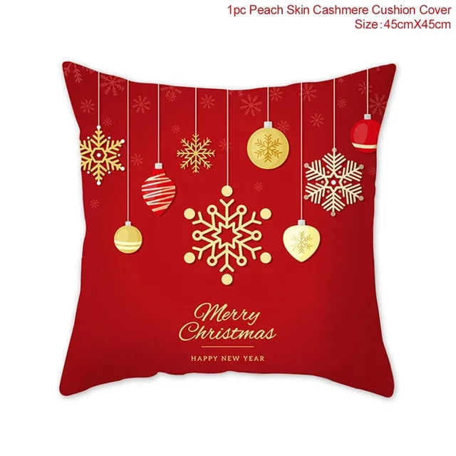 Christmas Cushion Cover Merry Christmas Decorations Home 2022 Ornament Navidad Noel Xmas Gifts Happy New Year 2023