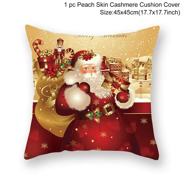 Christmas Cushion Cover Merry Christmas Decorations Home 2022 Ornament Navidad Noel Xmas Gifts Happy New Year 2023