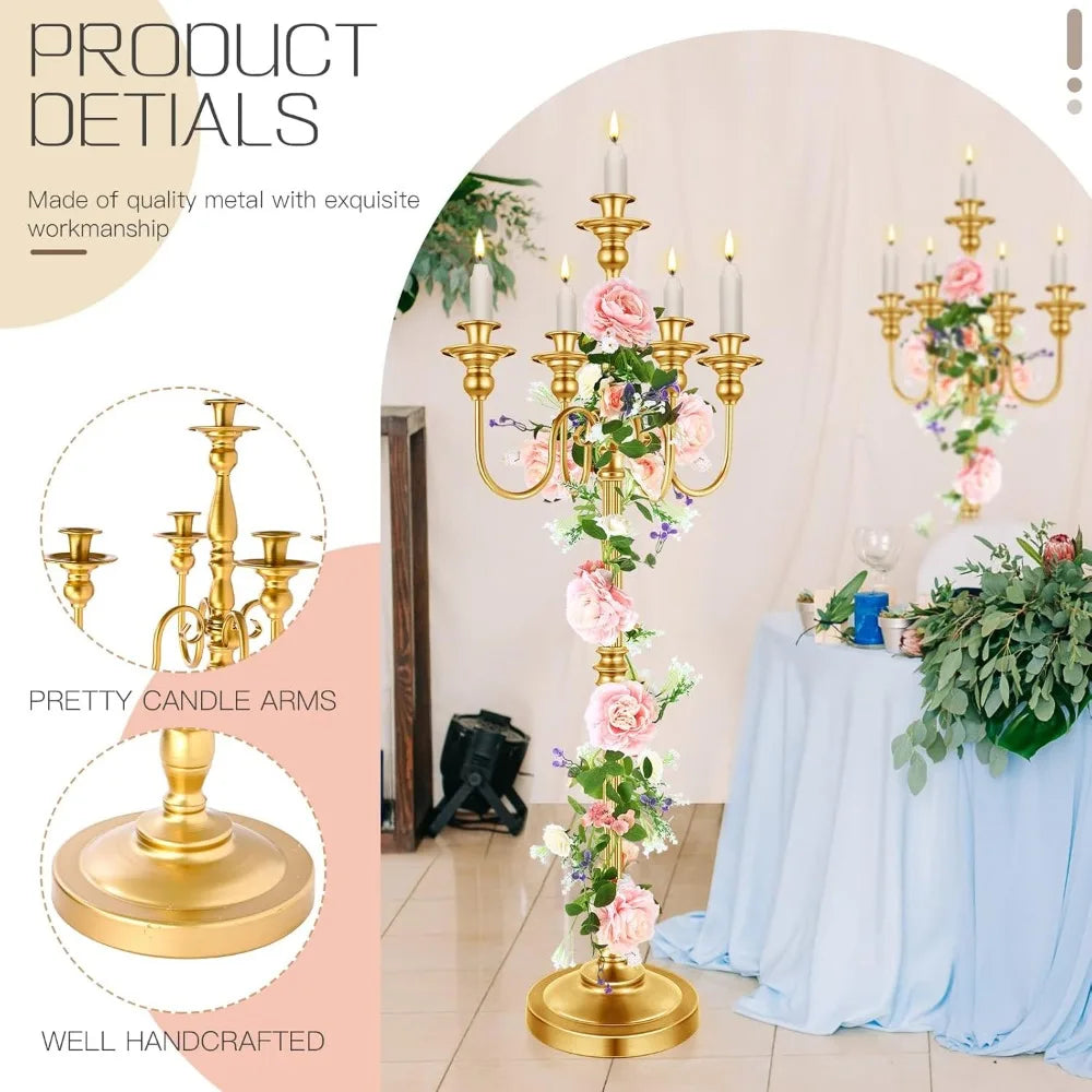 2 Gold Wedding Floor Candle Holders