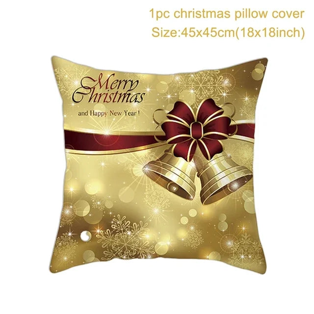 Christmas Cushion Cover Merry Christmas Decorations Home 2022 Ornament Navidad Noel Xmas Gifts Happy New Year 2023