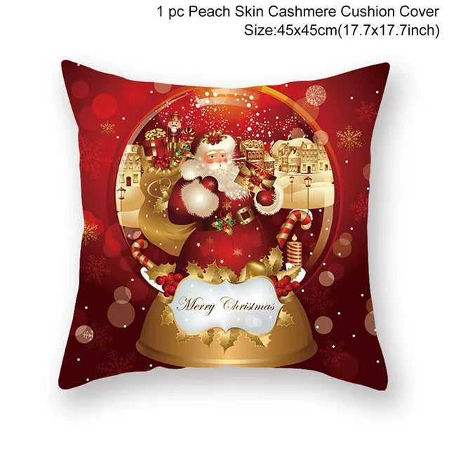 Christmas Cushion Cover Merry Christmas Decorations Home 2022 Ornament Navidad Noel Xmas Gifts Happy New Year 2023