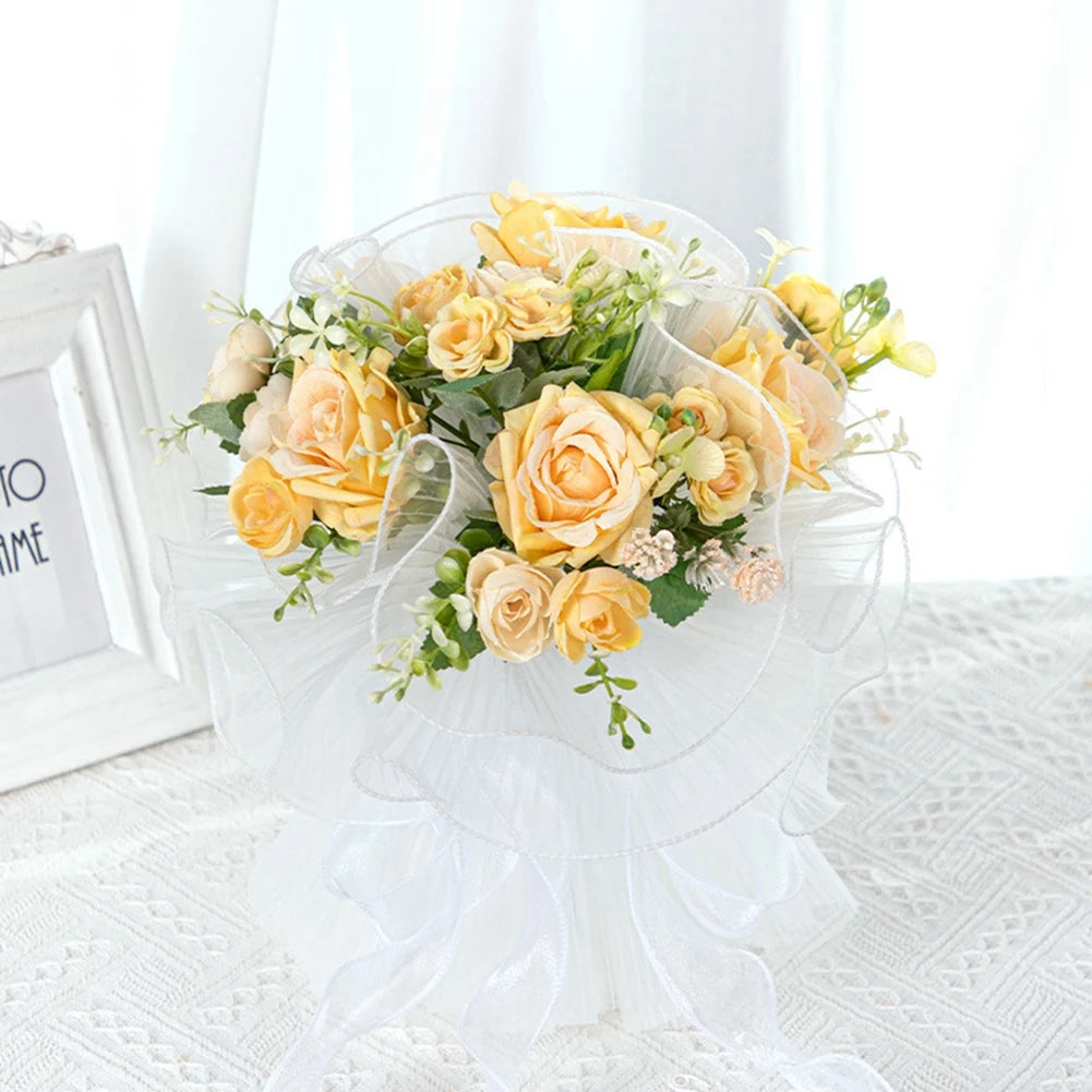 Artificial Flowers Natural Rose Wedding Bouquet