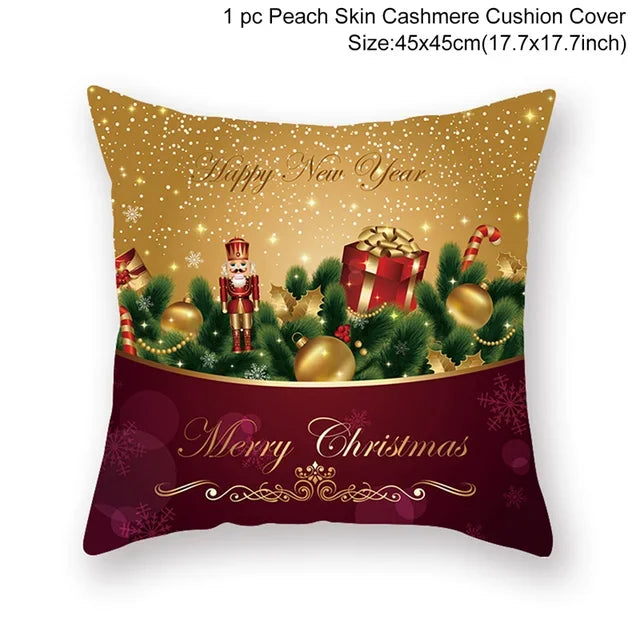 Christmas Cushion Cover Merry Christmas Decorations Home 2022 Ornament Navidad Noel Xmas Gifts Happy New Year 2023