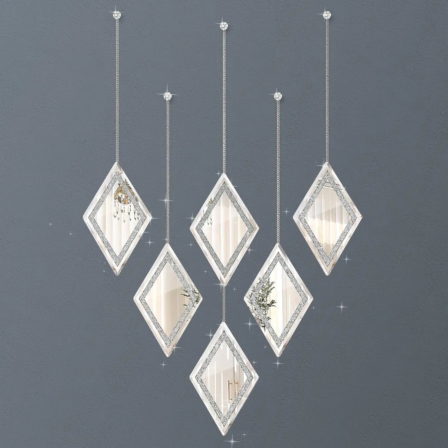 Diamond Decorative Wall Mirror, Set of 6