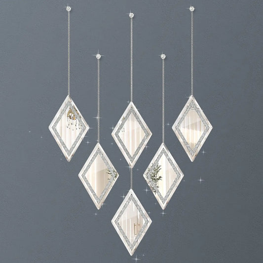 Diamond Decorative Wall Mirror, Set of 6