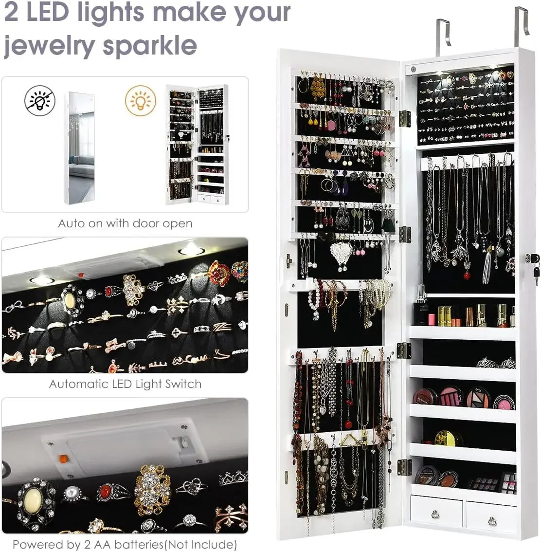 Wall Door Jewelry Armoire Cabinet