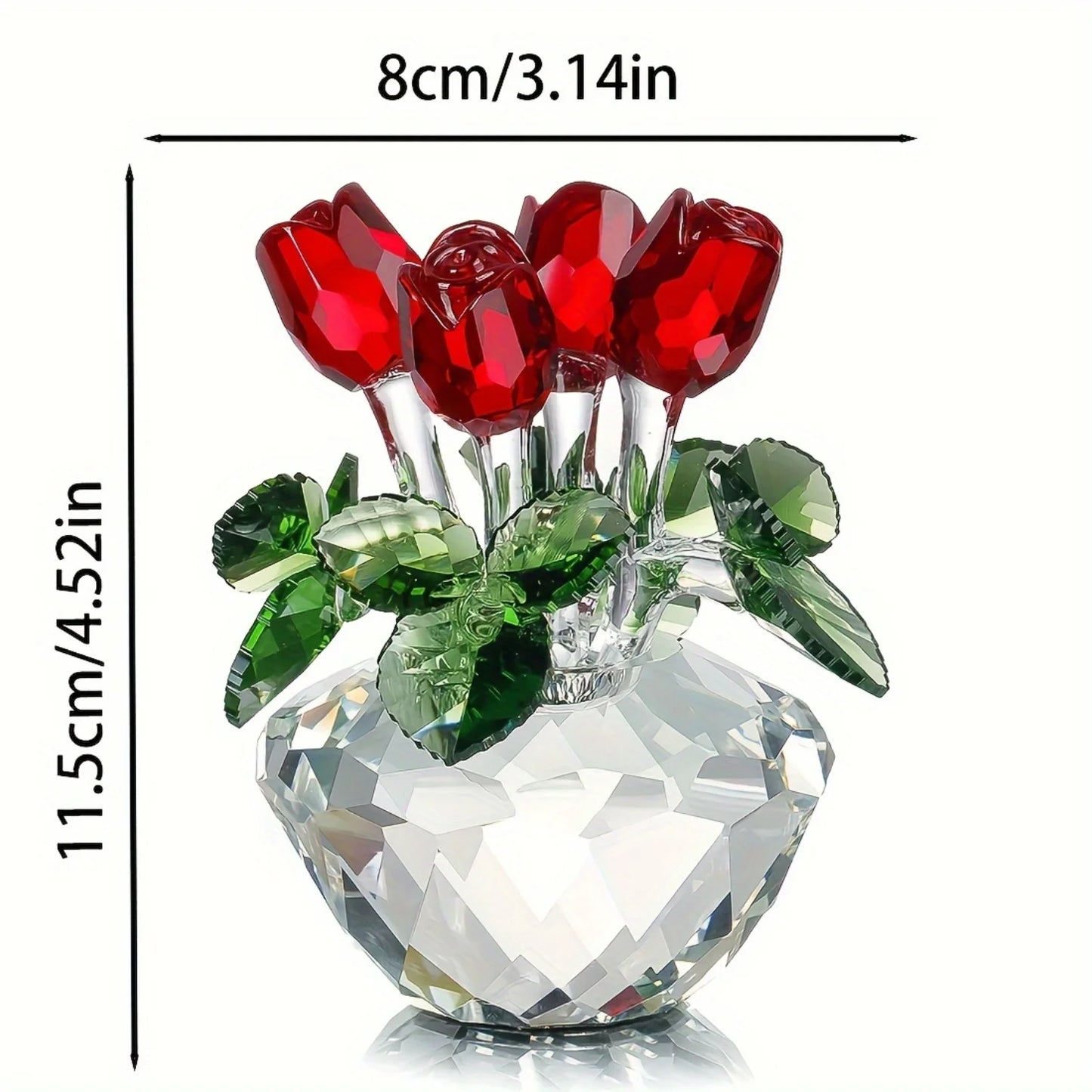 Handcrafted Glass Rose Figurine