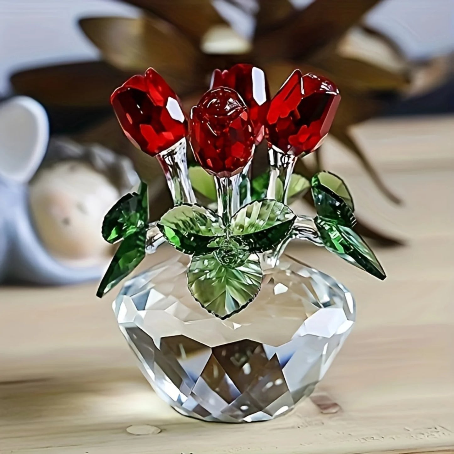 Handcrafted Glass Rose Figurine