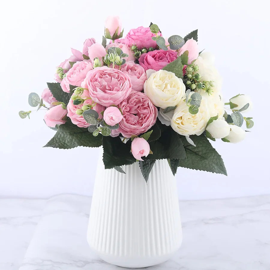 30cm Pink Peony Artificial Flowers Bouquet